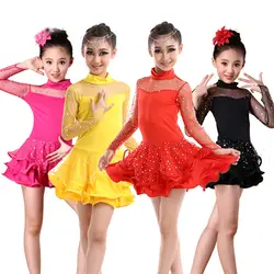 2018 Бальные платья для девочек платье для танцев Детская танцевальная платья Юбка для сальсы одежда для латиноамериканских танцев для