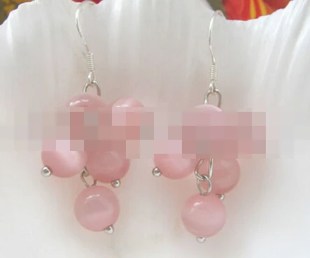 

free shipping 09290 pink cat eye earring