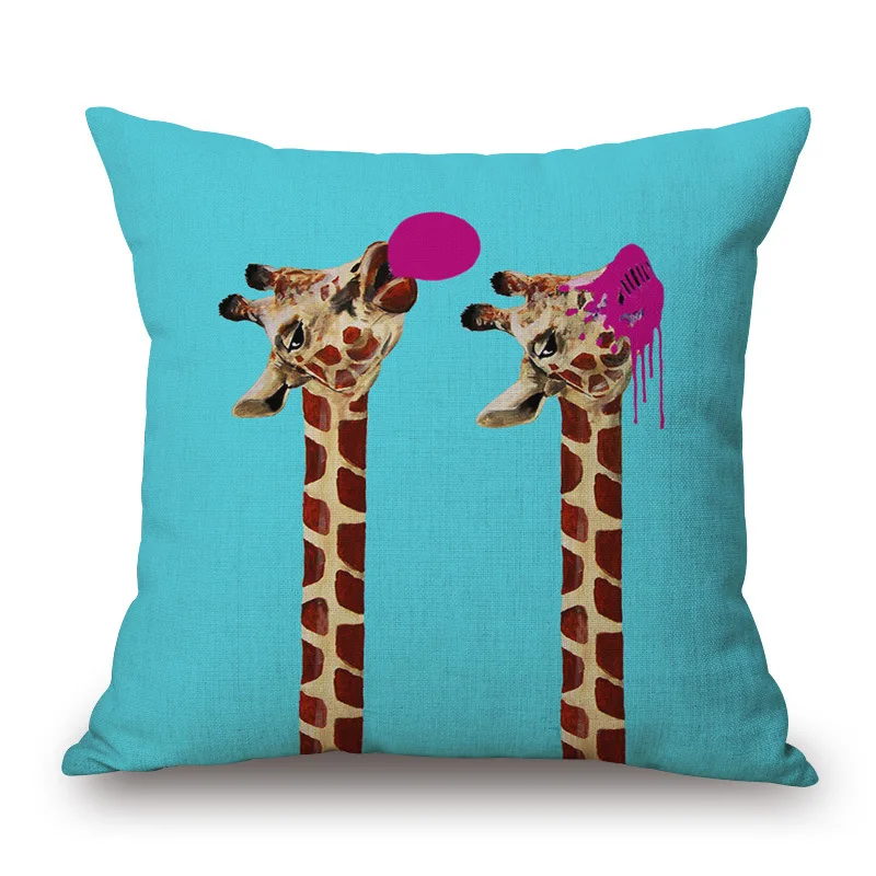 Подушка-Жираф, чехол для подушки в виде животных, домашний декор, поясное сиденье для автомобиля, дивана, наволочка для подушки 45*45, моющаяся, без наполнения - Цвет: 2