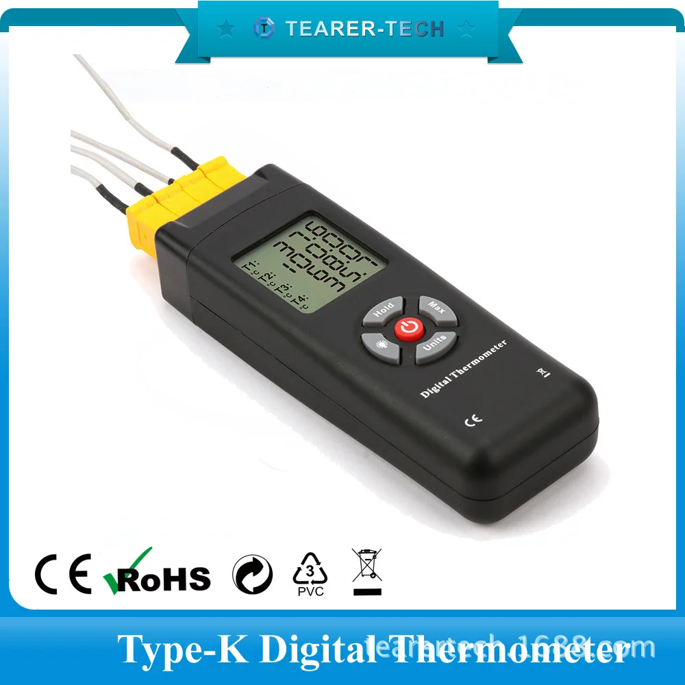 

K-Type Digital Thermometer 4-Channel Thermocouple Sensor -200~1352 Celsius New style