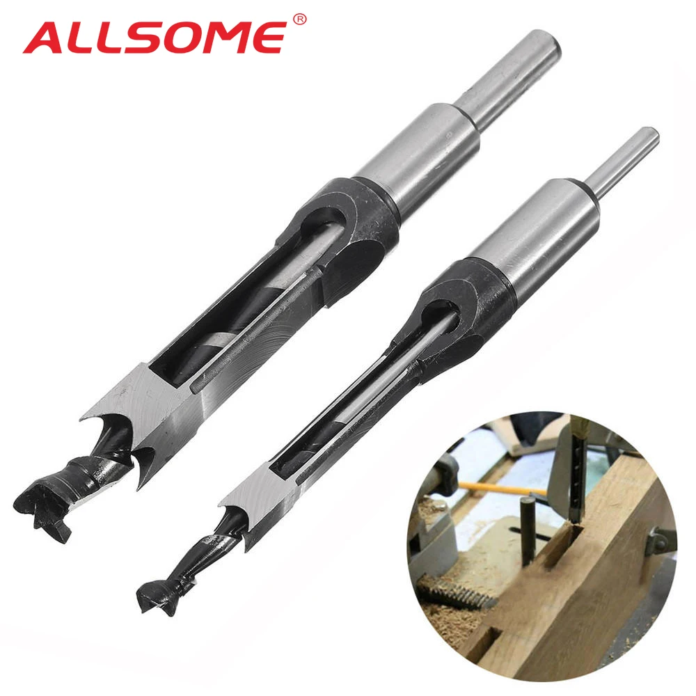 ALLSOME 10mm/16mm Square Hole Saw Auger Drill Bit Mortising Chisel Auger Drill Bit WoodWorking Tool