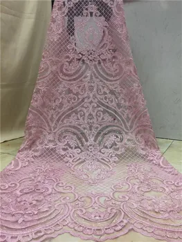 

bule silver beautiful African voile lace Swiss fabric with sequins guipure lace border high quality Organza Lace For Women pink