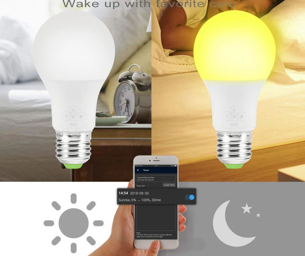 E27 Светодиодный светильник умный WiFi лампочка 4,5 Вт RGBW регулируемое Домашнее освещение e27 волшебные огни совместимы с Alexa/Google Assistant