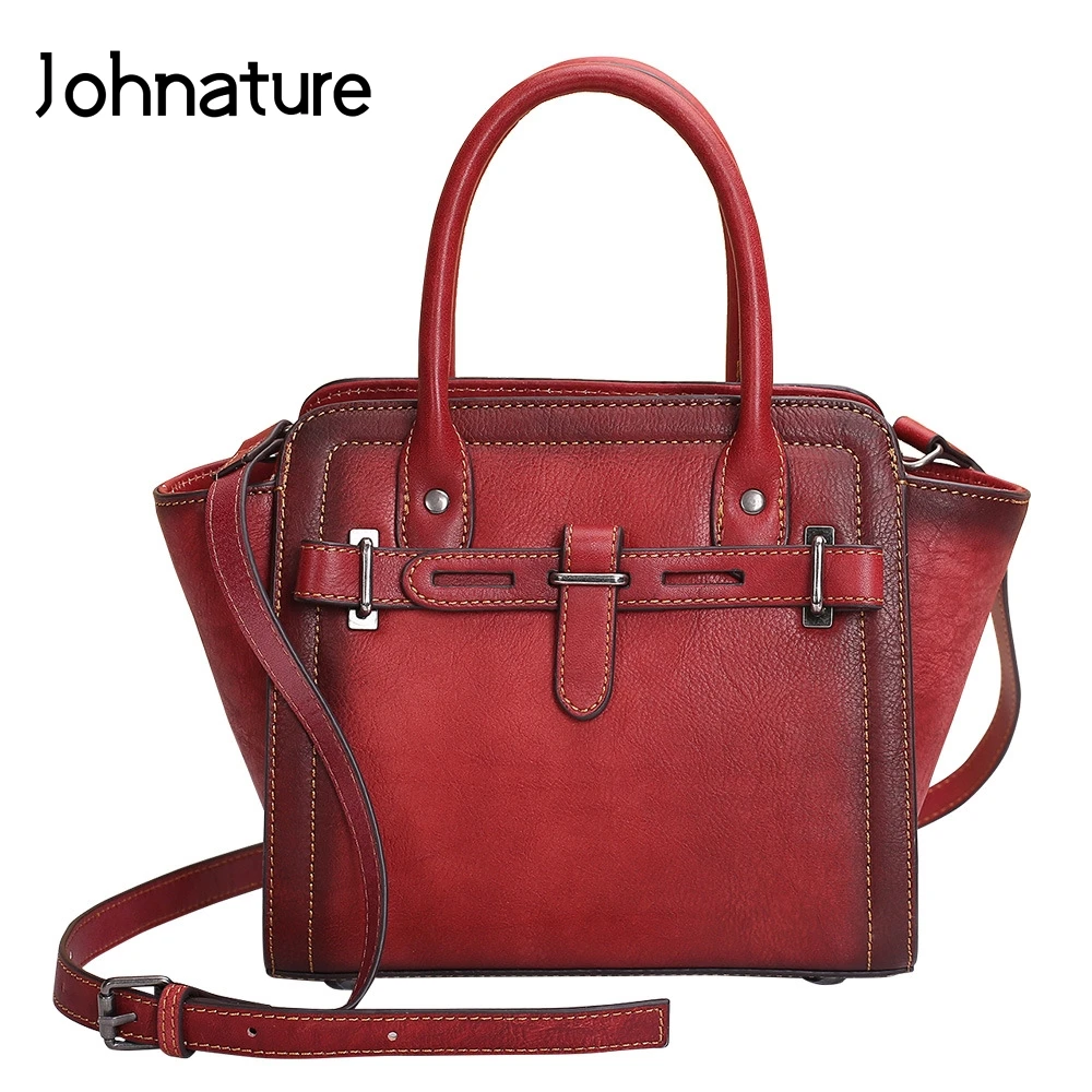 

Johnature 2020 New Genuine Leather Hobos Totes Vintage Versatile Hard Silt Pocket Zipper & Hasp Women Handbags & Crossbody Bags