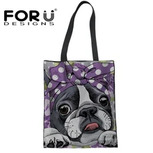 FORUDESIGNS/Бостон-терьер узор Повседневное мама большая сумка для покупок модная парусиновая многоразовые Для женщин сумки через плечо женская эко-сумка мешок