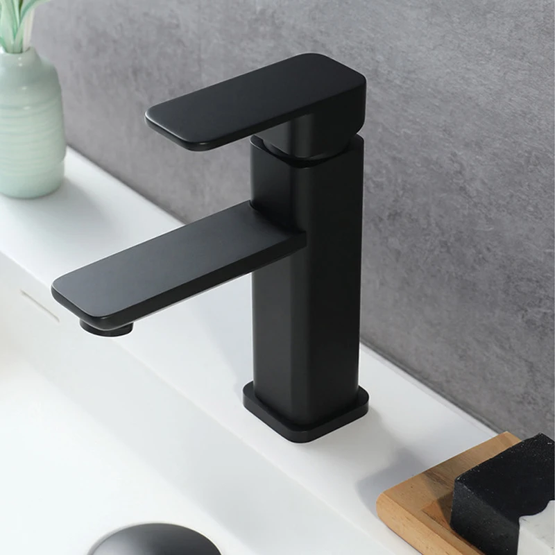 Deck Mounted Basin Taps Bathroom Sink Faucet Brass Black Mixer Water Tap Hot and Cold Basin Faucets Single Handle Deck Mounted Basin Taps Bathroom Sink Faucet Brass Black Mixer Water Tap Hot and Cold Basin Faucets Single Handle
