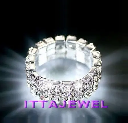 

Оптовая продажа, 12 шт., трехрядные эластичные кольца Aolly разразы с кристаллами, свадебные кольца для девочек