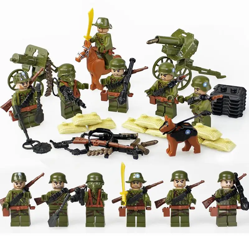 

New Legoing Military Mini Figures World War 2 Modern Assault Japanese German Army Minifigure Pack Building Blocks Toys Boy Gift