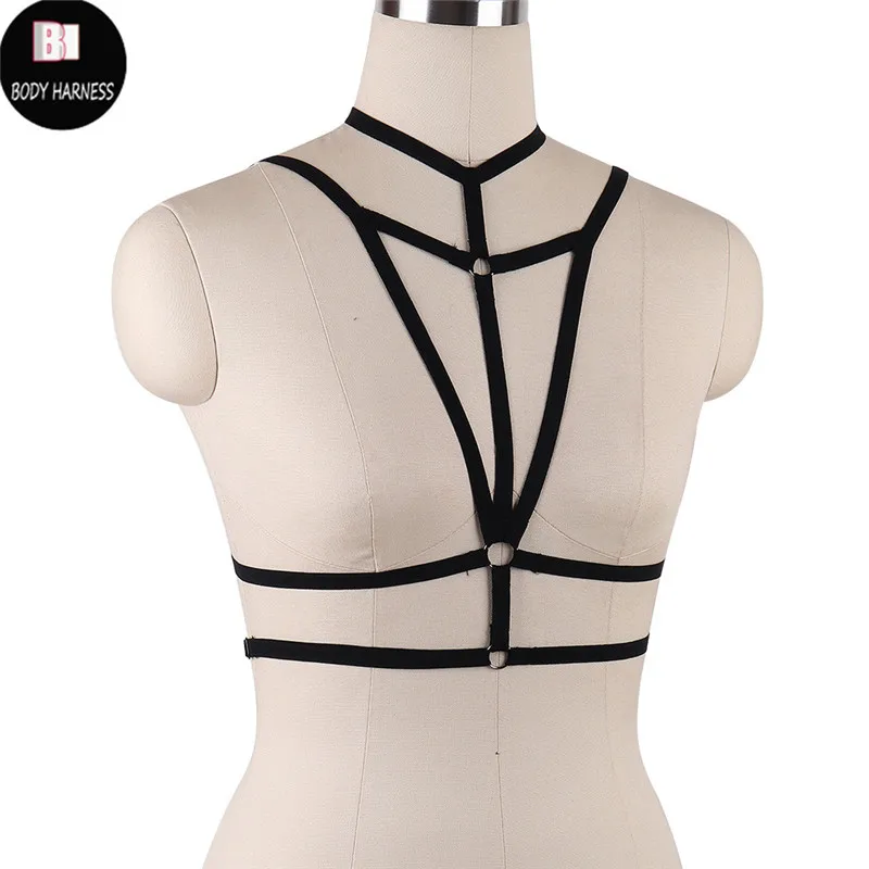 Women Sexy Crop Top Bondage Harness Fetish Elastic Cage Bra Rave Wear Body Harnesses Lingerie Sexy Pastel Goth Suspender Bralett