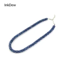 

INKDEW Beads Handmade Necklace Threading Faceted Crystal Short Necklace for Lady Women Gift Choker Statement Multicolor Red