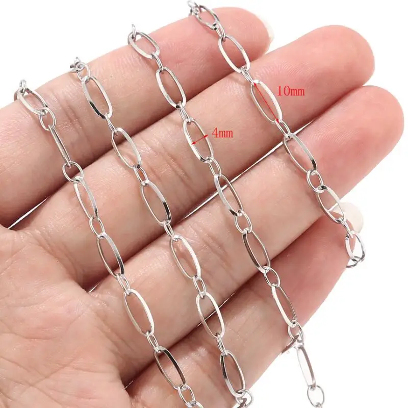 4MM*10MM Stainless Steel Cable Chain Link in Bulk for Necklace Jewelry Accessories DIY Making - Цвет: 4mm