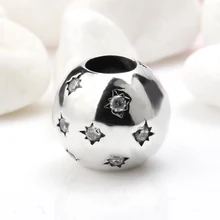 Подлинная стерлингового серебра 925 бусины Радиант мерцающий и декор Ясно CZ подходят браслет подвески, браслеты аксессуары ювелирные изделия