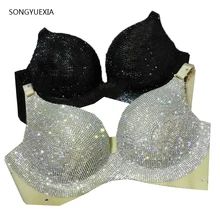 На заказ для женщин, певиц, стальная труба, шоу, алмазные стразы, сексуальные, gogo, для сцены, бессрочное, бюстгальтер, нижнее белье для женщин