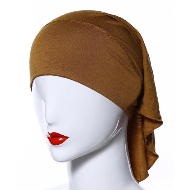 Мусульманские женские мягкие удобные внутренний хиджаб колпачки исламские подшарф шапки ArmyGreen 43BP - Цвет: Темный хаки