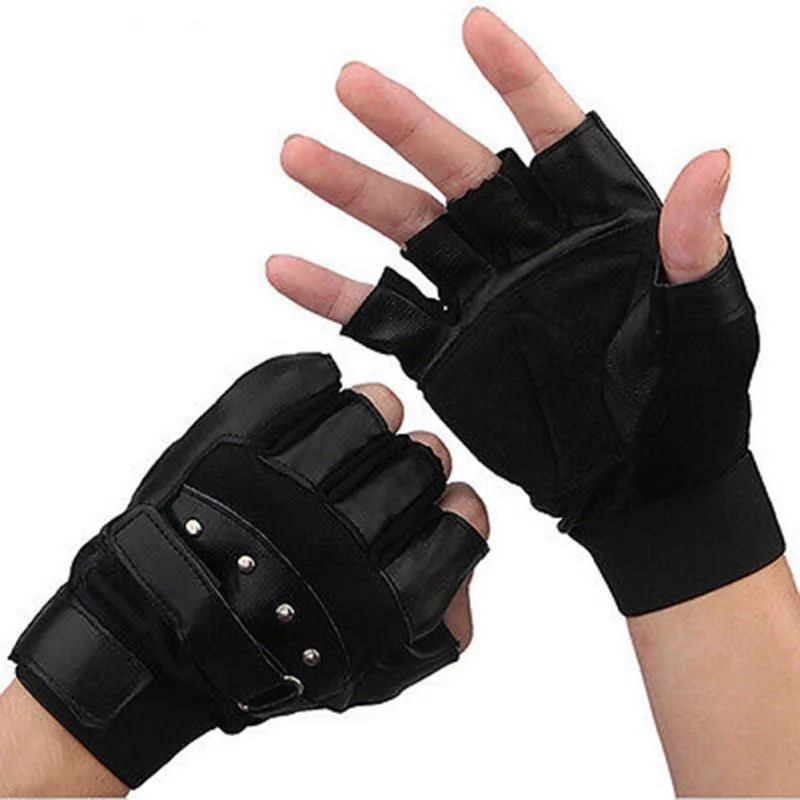 

Mens Outdoor Soft Synthetic Leather Mitten Driving Gloves Motor Cycle Biker Half Finger PU Glove