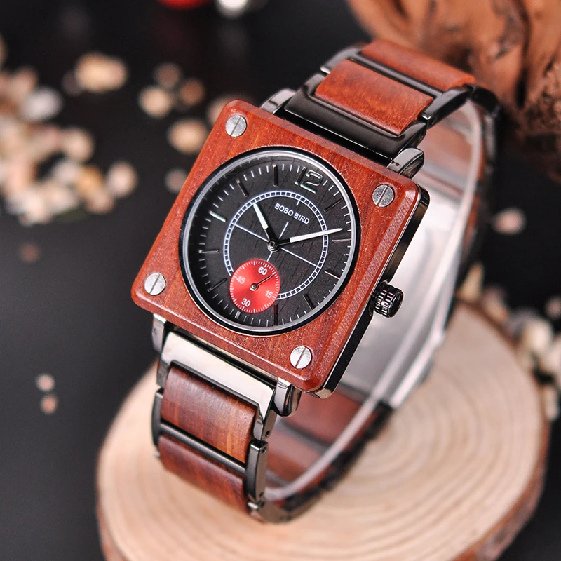 BOBO BIRD Men Watch relogio masculino Classic Wood Metal Wristwatch Creative Fashion Design Quartz Watches Handsome Gift C-R14