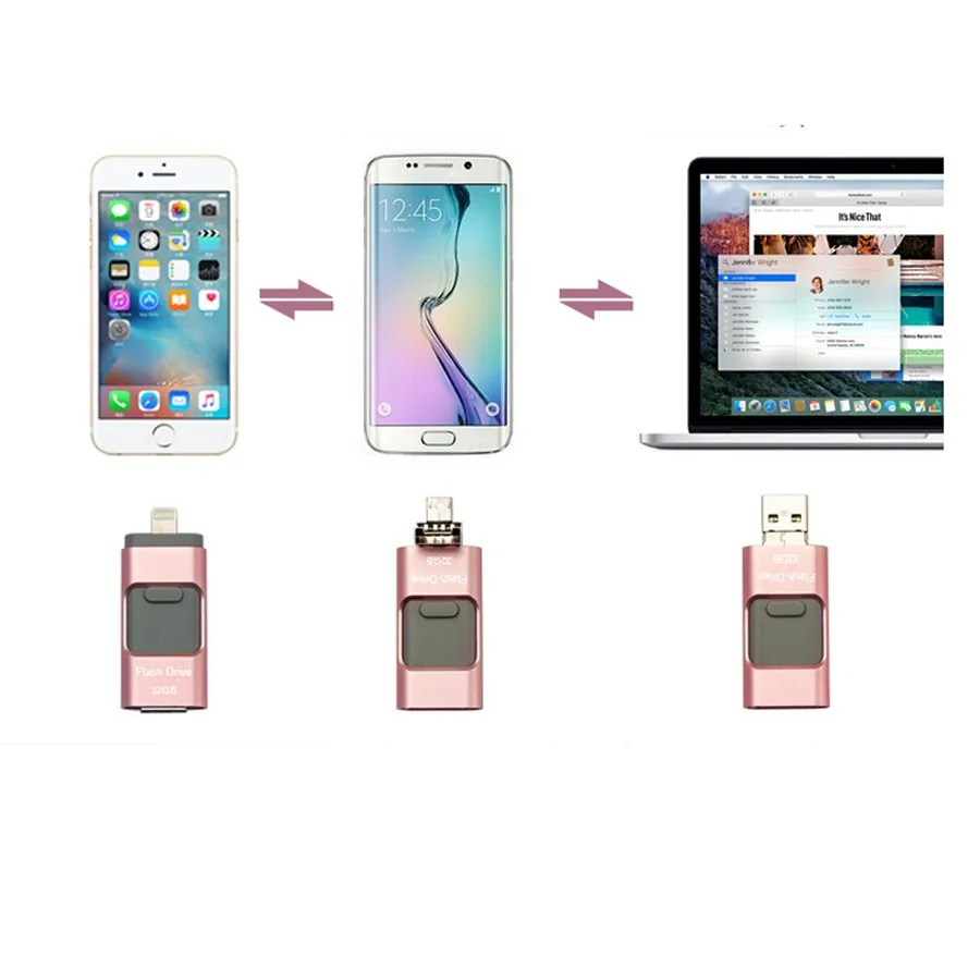 I-Flash Drive 64 Гб микро USB флеш-накопитель флеш-диск USB 2,0 OTG флеш-накопитель 3 в 1 для iPhone 5/5S/5c/6/6 Plus/ipad iflash Otg