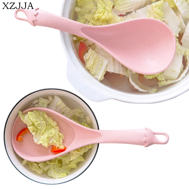 

XZJJA Creative Eggplant Shape Hanging Soup Spoons Kitchen Gadget Long Handle Porridge Scoop Cooking Tools Tablespoon Tableware