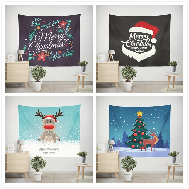

Santa Claus Elk Wall Tapestry Boho Decor Witchcraft Christmas Tapestry Wall Hanging Mandala Tapiz Wall Fabric Carpet Table Cloth