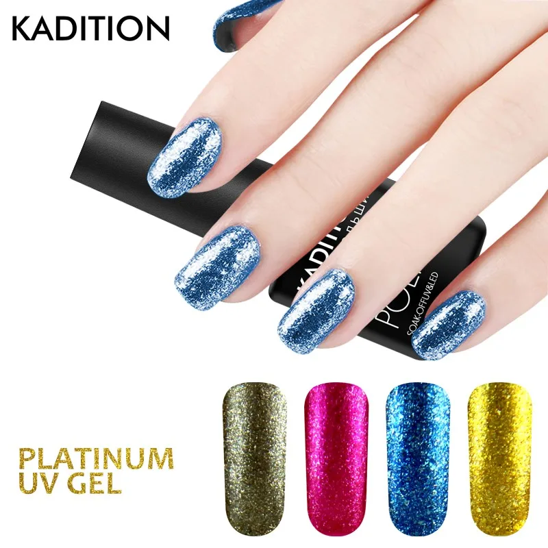 Лак для ногтей KADITION Platinum 8 мл УФ лак серебристый розовый золотистый Гель светло