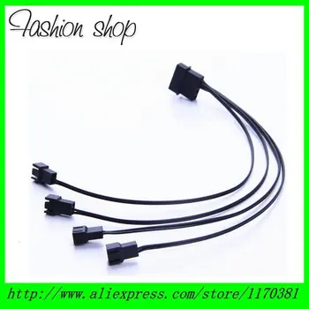 

50PCS x 15cm PC Cooling Fan 22AWG IDE Molex 4Pin to 4*3pin PWM Convert Connector Power Cable - Black