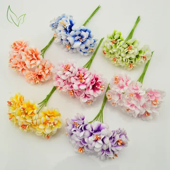 

6 pcs silk gradient stamens handmake artificial flower bouquet wedding decoration diy wreath gift scrapbooking craft fake flower