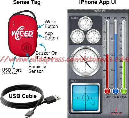 

Free shipping BCM9WICED_SENSE WICEDSENSE BT SMART Sensor Kit