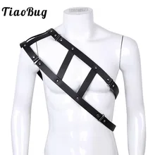 TiaoBug, из искусственной кожи пикантный, на одно плечо, регулируемый, с заклепками, связывающий пояс для мужчин, грудь, жгут для мужчин, БДСМ, бондаж, панк, готический костюм