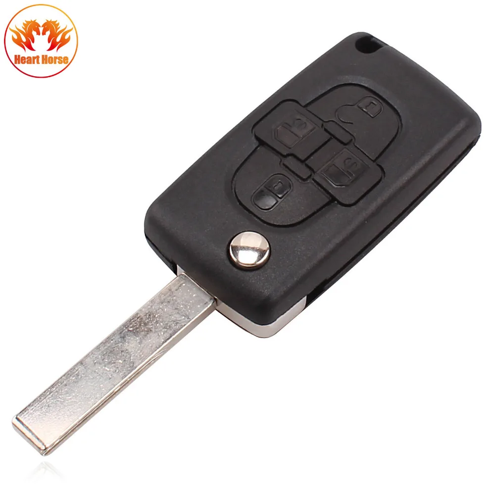 

Replacement 4 Buttons Remote Key Case Shell Fob Cover Uncut Blade For Peugeot 1007