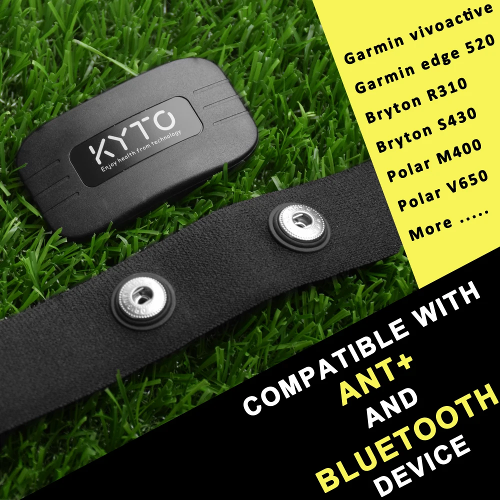 KYTO монитор сердечного ритма нагрудный ремень Bluetooth 4,0 ANT фитнес-датчик совместимый ремень Wahoo Polar Garmin подключенный наружный ремешок