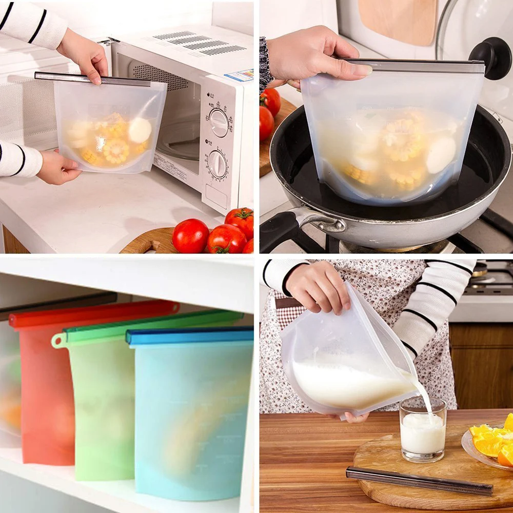 Многоразовые силиконовые сумки для хранения продуктов кухни BPA бесплатные