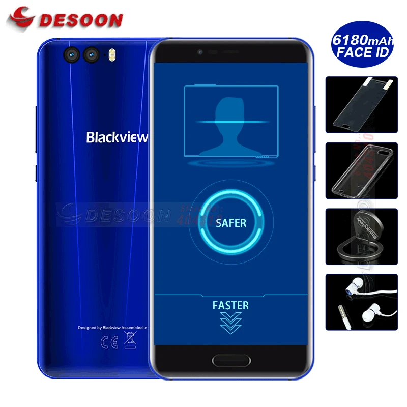 Blackview P6000 Face ID Smartphone Helio P25 2.6GHz 6180mAh Supperbattery 6GB 64GB 5.5 inch FHD 21MP Dual Rear Cams Mobile phone