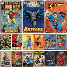 Супергерой табличка металлическая винтажная жестяная вывеска Pin Up потертый шик Декор винтажные металлические знаки бар украшение металлический плакат паб металлическая пластина