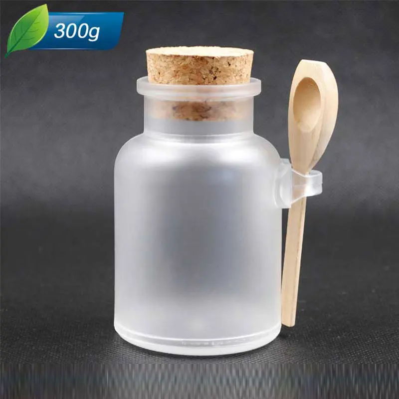 300g X 12 empty bath salt bottle with wooden cork, powder plastic