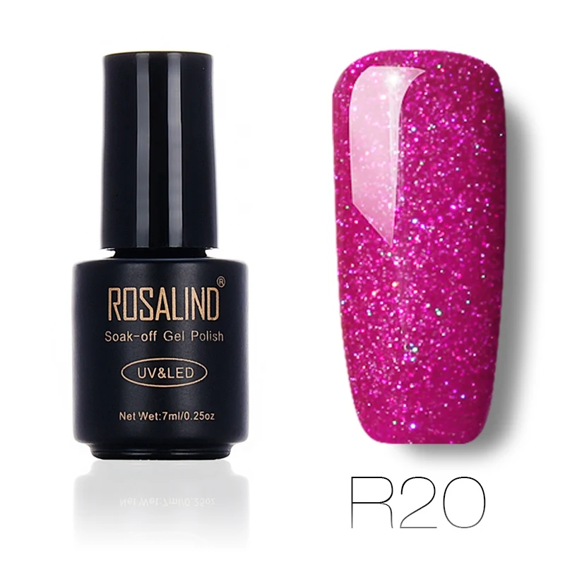 Гель-лак для ногтей ROSALIND, 1 S, радужные цвета, неоновый, впитывающий, УФ, цветной, для длительного использования, гель-лаки для ногтей - Цвет: R20