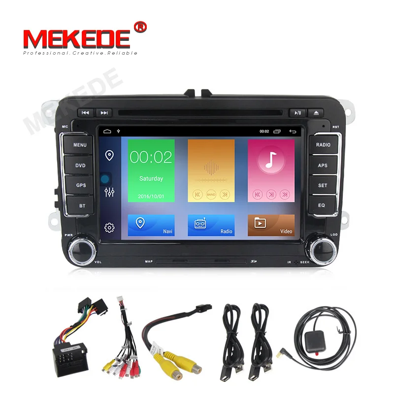 Sale Android 9.1 2+32G  Quad Core Car DVD GPS Navi for Volkswagen Skoda Octavia golf 5 6 touran passat B6 polo tiguan player audio 1