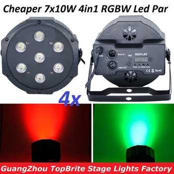 

4xLot Good Quality Led Par Light Quad 7x10W Led Beam Wash Dmx Par Light American DJ Disco RGBW 4in1 Led Flat Par Lights Led Lamp