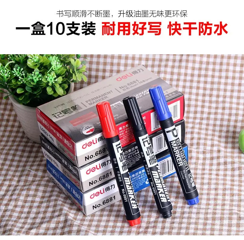 1 kutu 10 adet bir tarafi deli isaretleyici kalem kalici keceli kalem 1 5mm yag tipi siyah kirmizi mavi 3 renk kumas isaretleyici kalem deli marka