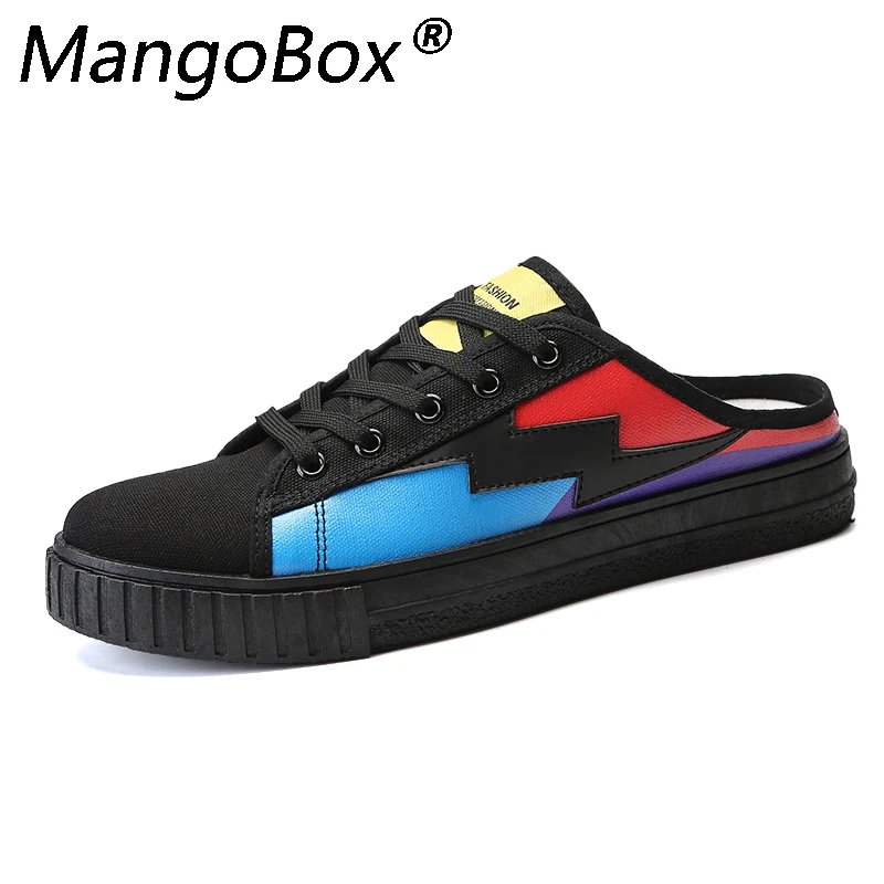 

Men Summer Casual Shoes Fashion Black/white/yellow Canvas Shoes Breathable Lace-up Male Flat Sneakers Size 39-44 Men's Slippers