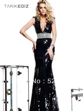 2016 Sexy Meerjungfrau V-ausschnitt Bodenlangen Sheer Crystals Schärpe Pailletten Schwarz Neuesten Design Abendkleid/Abendkleid/kleider H4067