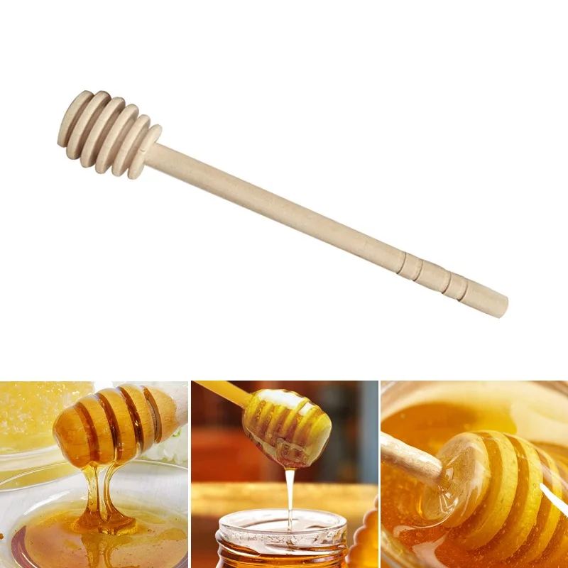 Hifuar, 5 шт., практичная, с длинной ручкой, для меда, для перемешивания, с ручкой, банка, ложка, деревянная ковша, медовая палочка, товары для меда, кухонные инструменты