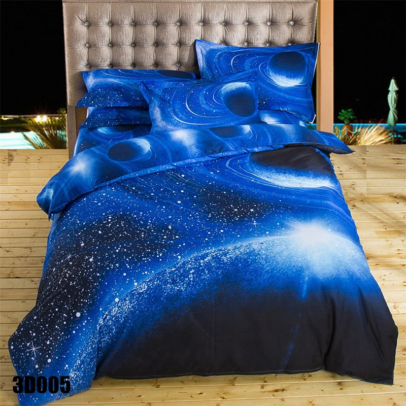 

New Bedding Sheet Sets Universe Outer Space Blue Galaxy 2Pcs/3Pcs/4Pcs 3D Quilt Duvet Cover Bed Sheet Twin Queen Size #231467