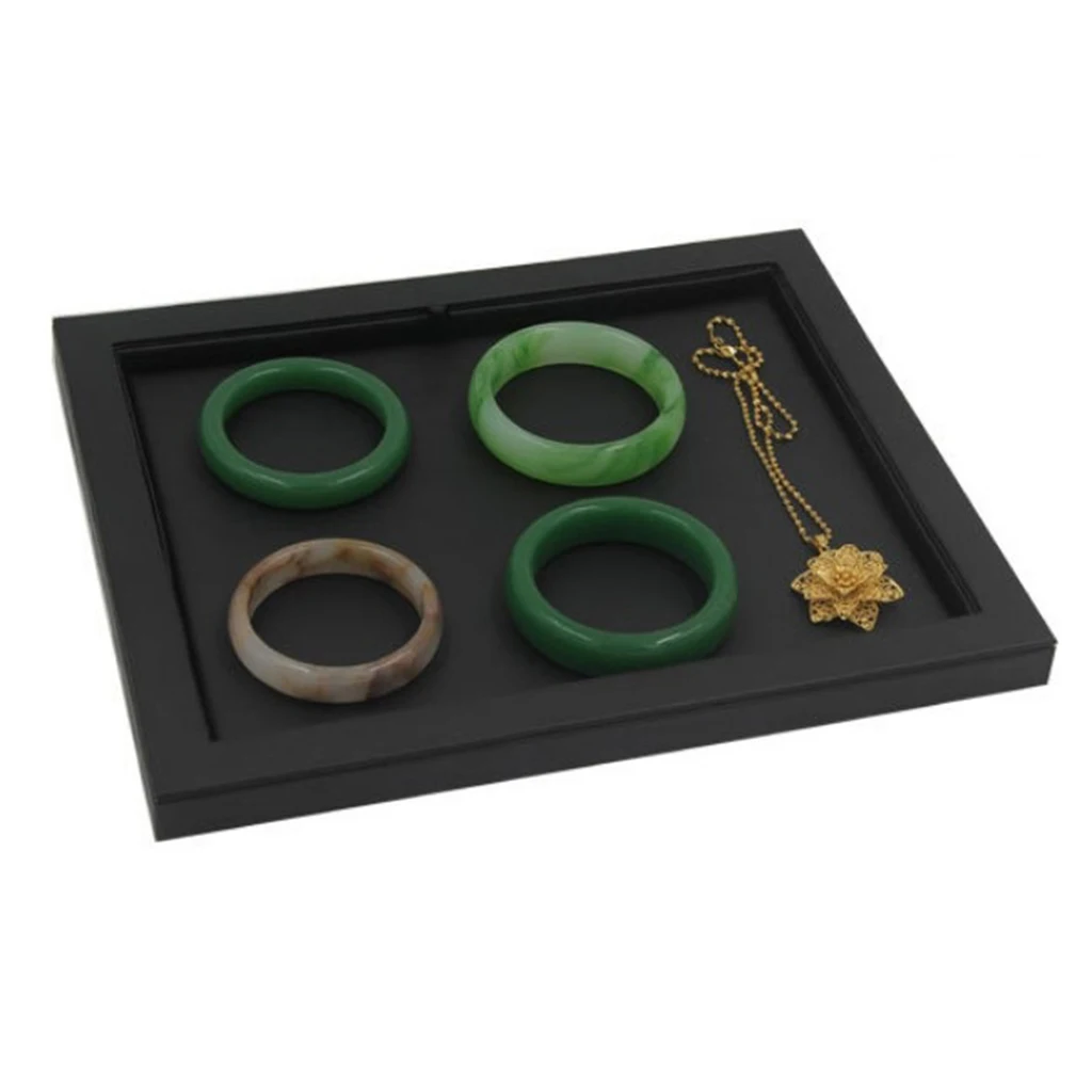 MagiDeal PU Leather Jewelry Tray for Necklace Earring Bracelet Trinkets Display Home Counter Retailer Showcase