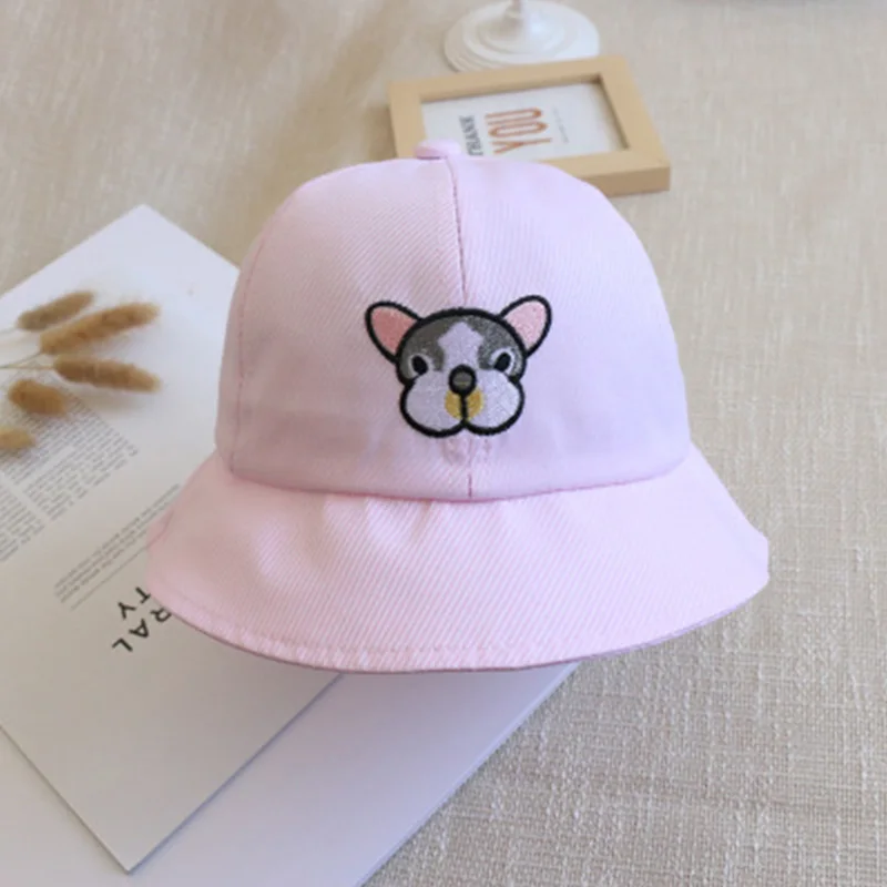 Bpckaace New Arrivals cute baby hat dog embroidered Bucket Hats candy