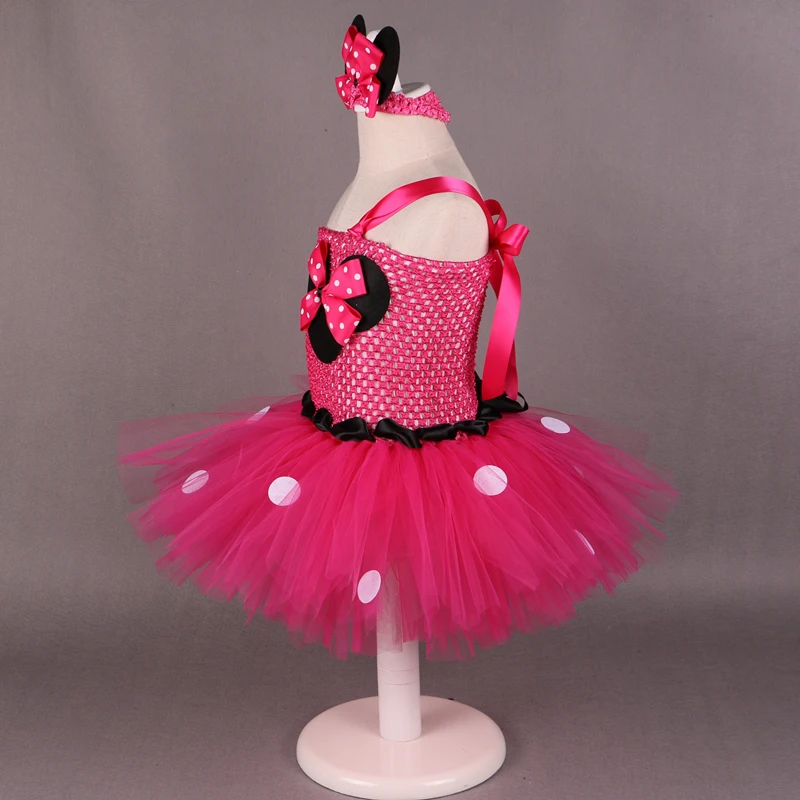 Высококачественное платье с Минни платье в горошек для дня рождения для маленьких девочек маскарадный костюм детское фатиновое платье-пачка красного и розового цвета с героями мультфильмов для девочек