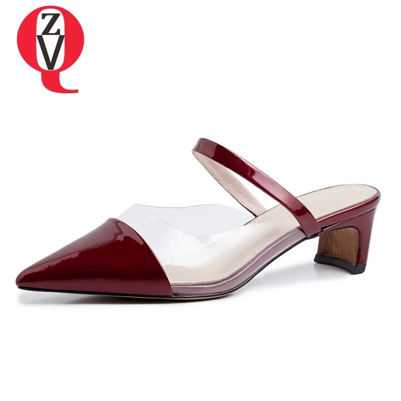 

ZVQ shoes woman summer newest fashion med strange style patent leather woman slippers outside three colors shallow ladies shoes