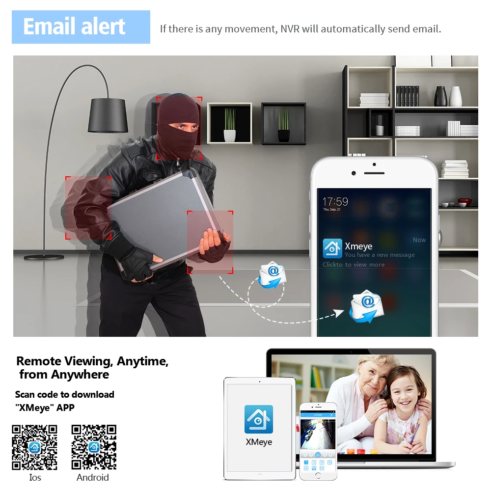 Cámara LOOSAFE 1080P POE HDMI POE NVR Kit CCTV seguridad 8CH NVR PoE P2P Kit al aire libre cámara I