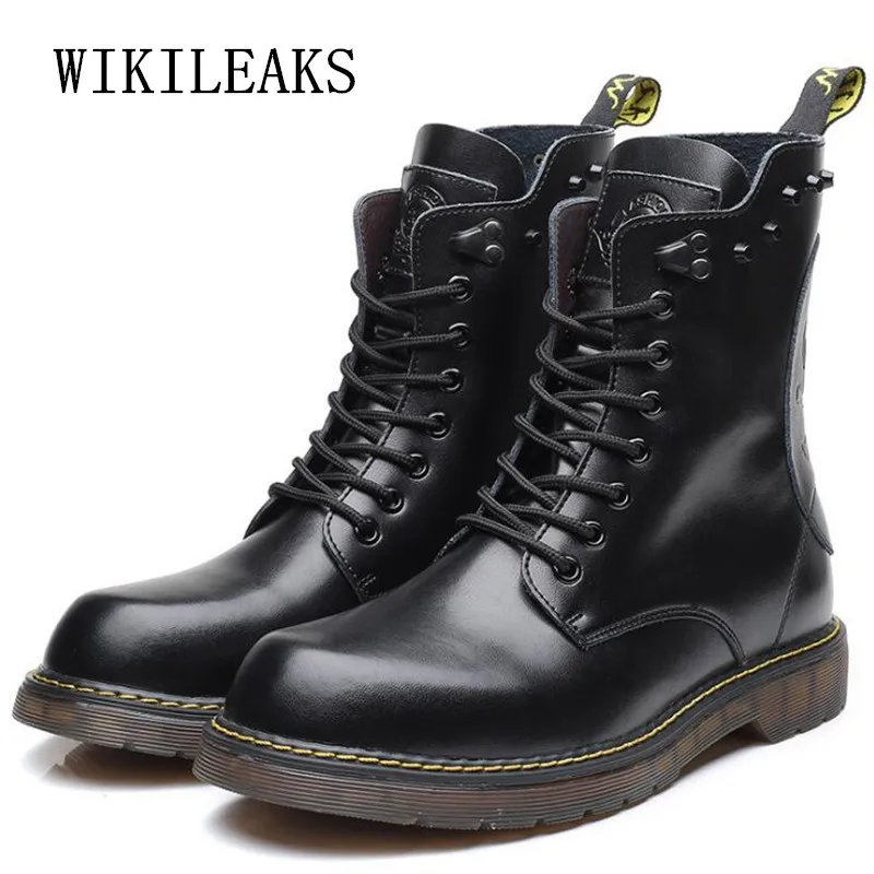 big size genuine leather boots military boots retro motorcycle boots skull rivets men shoes outdoors ankle boots chaussure homme