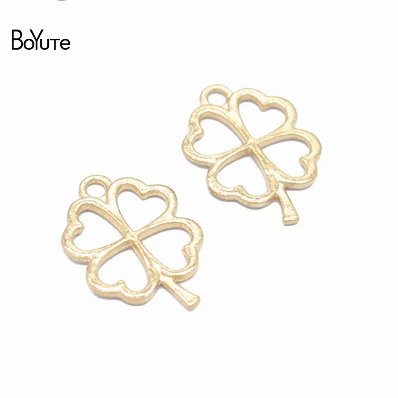 BoYuTe (100 PiecesLot) 2417MM 6 Colors Zinc Alloy Clover Lucky Flower Charms Pendants Diy Jewelry Findings Accessories (6)