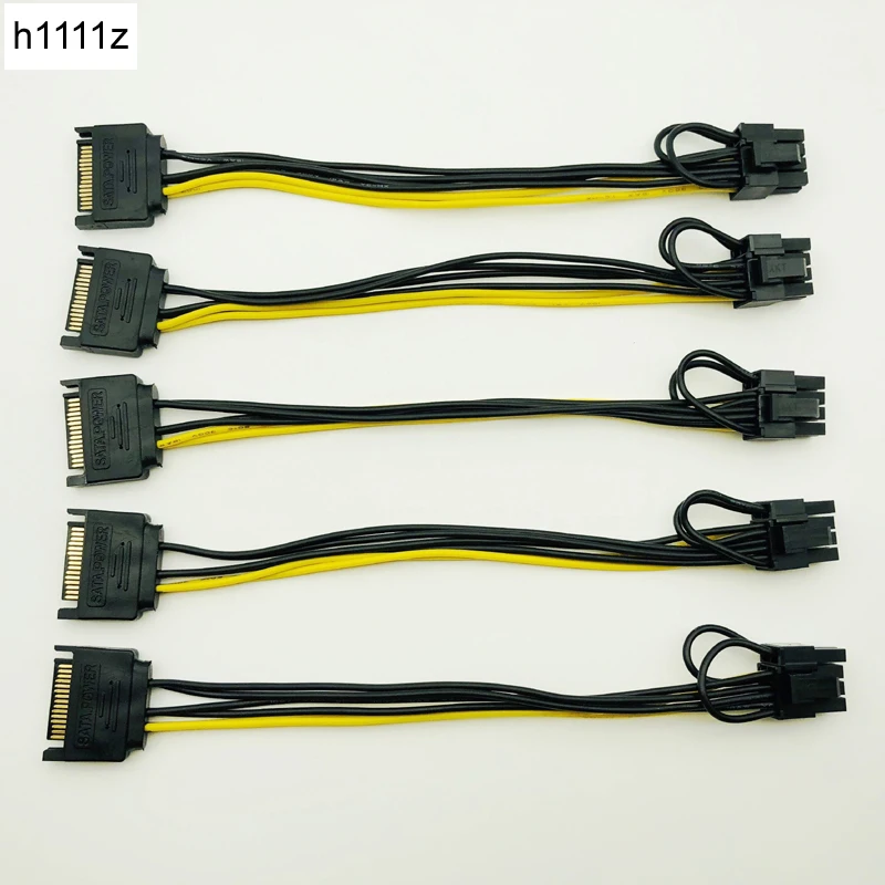 Hot Item Cable Graphic-Card 18awg-Wire Power-Supply 15pin PCI-E 8pin Sata Male 20cm for 5PCS To 32878449846